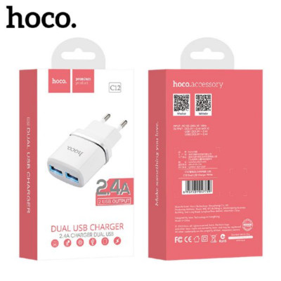 СЗУ-2USB HOCO C12 2,4А, White