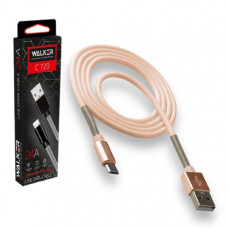 Кабель Micro USB WALKER C720 1м, 2A, золотой, с пружинами