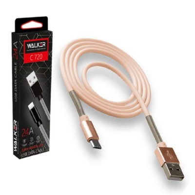 Кабель Micro USB WALKER C720 1м, 2A, золотой, с пружинами