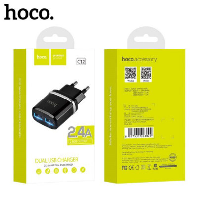 СЗУ-2USB HOCO C12 2,4А, Black