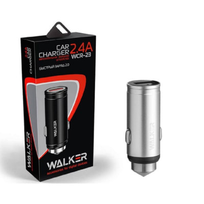 АЗУ-USB WALKER WCR-23 2.4А, быстрый заряд QC 3.0, серебро (Технические Характеристики на Русском языке )