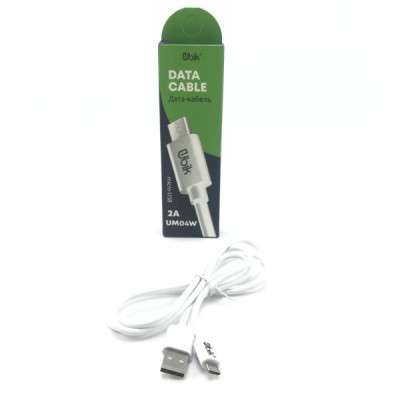 Кабель Micro USB UBIK 1м, 2A, ПВХ, Белый