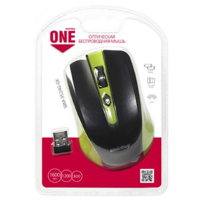 Мышь беспроводная Smart Buy ONE 352 зеленая/черная, (1/60)