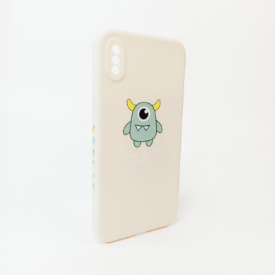 Чехол силиконовый iP X/XS Lucky Monster бежевый