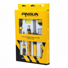 Набор для пайки 40W PINSUN PS-640 (8 предметов) Набор состоит из 8 предметов: 1) Паяльник 40W 2) Отсос для пайки 3) Подставка для паяльника
4) Канифоль для пайки 5) Отвертка крестовая 6) Отвёртка плоская 7) Припой 8) Ткань для очистки жала паяльника