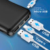 Внешний аккумулятор 5000 mAh Walker WB-305 черный, Li-Pol, USBх2. Вход microUSB,Type-C 2.1A. Выход USB1/USB2 2.4A.