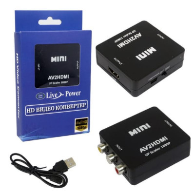 Переходник AV2/HDMI 1080P, (UP Scaler) конвертер на 3RCA Black