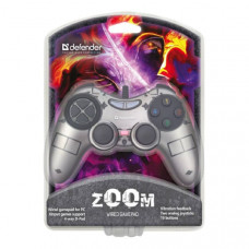 Геймпад проводной DEFENDER Zoom USB Xinput, 10 кнопок, 2 стика. 4-позиционный переключатель видов. Эффект вибрации. Питание от порта USB. Тип датчика: Резистивный. Длина кабеля: 1,5 м.