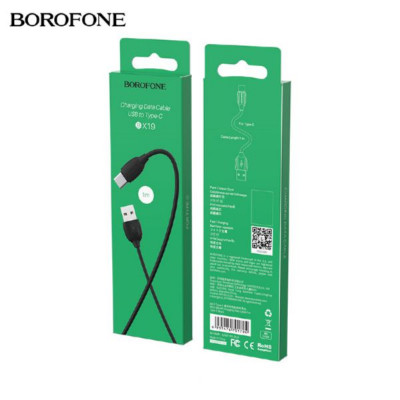 Кабель Type-C BOROFONE BX19 1м, 3А, ПВХ, Black