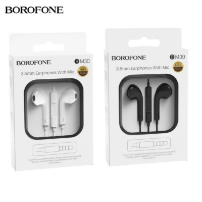 Гарнитура вкладыши BOROFONE BM30, тип наушника APods Black Кабель наушников с эмалированным проводом. Микрофон: пульт с микрофоном. Длина: 1.2 м.
