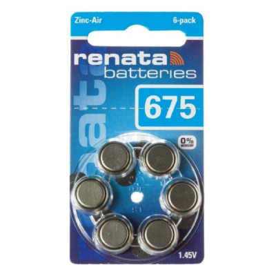 Батарейка Renata ZA675 BL-6 (для слуховых аппаратов)  (6/60/300)