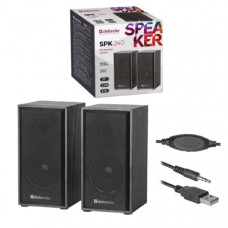 Активная колонка 2.0 Defender SPK-240 USB, черная, деревянный корпус, 6Вт, 2x3Вт, диапозон частот:100-18000Гц, 3.5-мм jack, питание от USB 5В.(1/30)