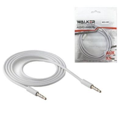 Кабель Аудио 3,5 Jack-3,5 Jack WALKER WCA-049 белый, 1м, 4pin, в блистере