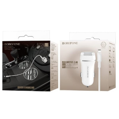 АЗУ-2USB MicroUSB BOROFONE BZ2 1м, 2.4A, White