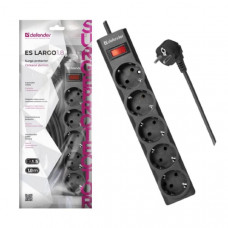 Сетевой фильтр Defender ЕS largo 1.8м, 5 розеток, черный, 10А