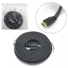 Кабель HDMI-HDMI 5м плоский, в оплетке