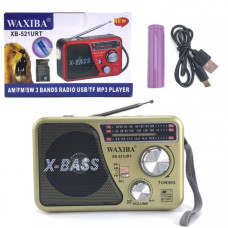Радиоприемник портативный Waxiba XB-521URT Gold Фонарь FM,USB,TF,AUX,питание BL-5C (не в к-те), в комплекте 1х18650 и кабель Type-C)