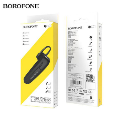 Гарнитура HandsFree Bluetooth BOROFONE BC21 Encourage sound Black BT V4.2 WT200. Время зарядки: около 1,5 часов. Емкость батареи: 70 мАч. В режиме разговора/музыки: 4 часа. В режиме ожидания 120 часов.