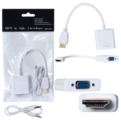 Переходник HDMI (AF) - VGA (AM) MRM-POWER H119 H180 White