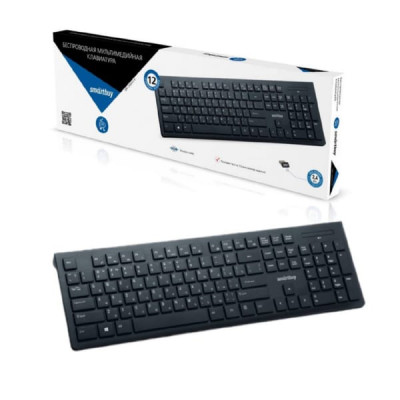 Клавиатура беспроводная SmartBuy 206 SBK-206AG-K черная, мультимедийная, USB.