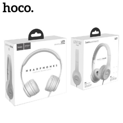 Гарнитура проводная полноразмерная Hoco W21 Grey (шнур 1,2м)