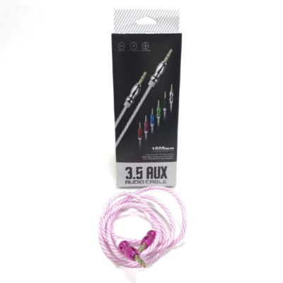 Кабель Аудио 3,5 Jack-3,5 Jack XF-25 1м, Резиновый, розовый, металл.конец, ГРИБОК, коробка