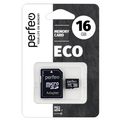 Карта памяти MicroSDHC 16Gb Perfeo Class 10 (с адаптером) economy series