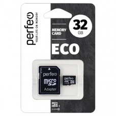 Карта памяти microSDHC Perfeo 32Gb Class10 (адаптер SD) economy series