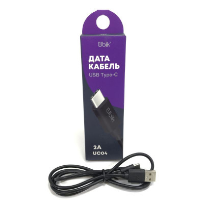 Кабель Type-C UBIK (UC04B) 1м, 2А, ПВХ, черный