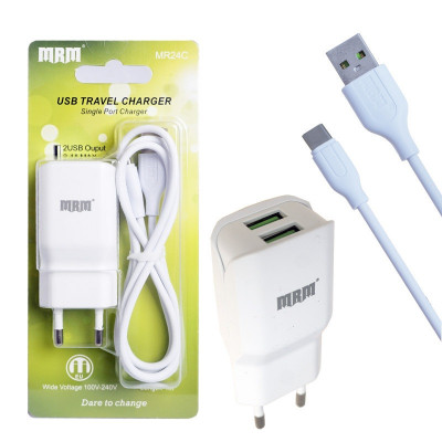 СЗУ-2USB Type-C MRM MR24C 5V 2.4A 1.2м, белый