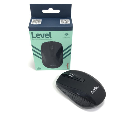 Мышь беспроводная Perfeo Level, 4 кн, DPI 800-1600, USB, черная. (PF-A4509)