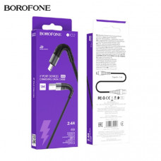 Кабель Lightning BOROFONE BX32 1м, 2,4A, нейлоновая оплетка, Black. Поддержка зарядки и передачи данных.
