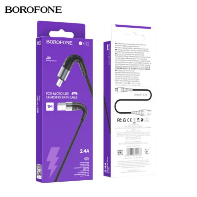 Кабель Micro USB BOROFONE BX32 1м, 2.4A, Black