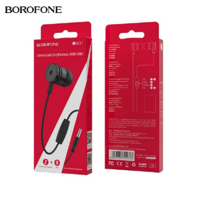 Гарнитура вакуумная BOROFONE BM31 Black TPE кабель с эмалированным проводом.Длина кабеля: 1.2м. Микрофон: пульт с микрофоном.