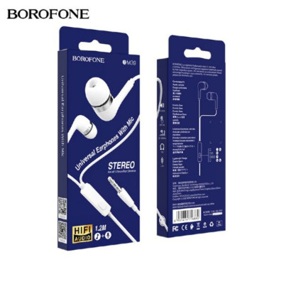 Гарнитура вакуумная BOROFONE BM39, White Длина кабеля: 1.2м Микрофон: пульт с микрофоном.