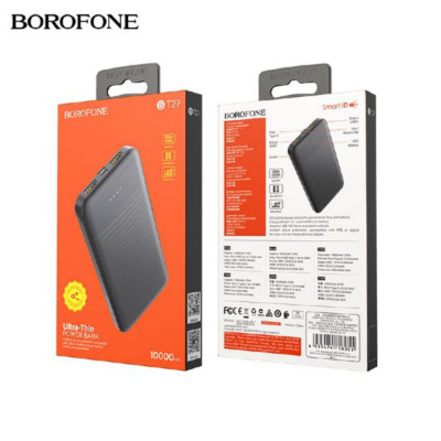 Внешний аккумулятор 10000 mAh Borofone BT27 Black Вход: Micro-USB/USB-C: 5V - 2A. A+ полимерная литиевая батарея.