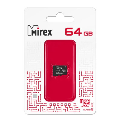 Карта памяти MicroSDHC Mirex 64GB UHS-1 Сlass 10 без адаптера