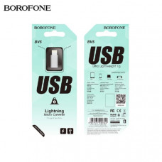OTG переходник Micro USB(AF)/Lightning(AM) Borofone BV5, серебро