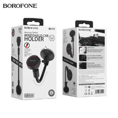 Держатель мобильного телефона магнитный на лобовое стекло BOROFONE BH18 Black-Red. Вращение 360 градусов. Материал: PC, ABS, силикон. Размер: 220х78х70мм. Вес: 95г.