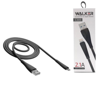 Кабель Lightning WALKER C305, 1м, 2.1А, Черный, ПВХ (Технические Характеристики на Русском языке )