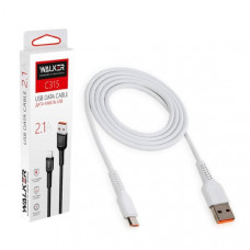 Кабель Micro USB WALKER C315 1м, 2.4A, ПВХ, белый