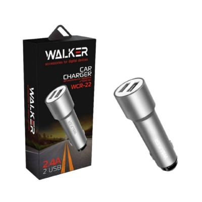 АЗУ-USB WALKER WCR-22 2.4А серебро, удлиненный корпус (Технические Характеристики на Русском языке )