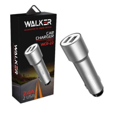 АЗУ-USB WALKER WCR-22 2.4А серый, удлиненный корпус (Технические Характеристики на Русском языке )