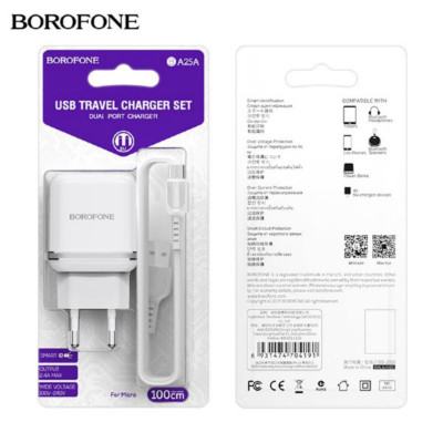 СЗУ-2USB Micro BA25A 2.4A, длина кабеля 1 метр, White