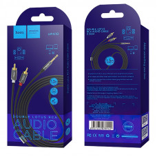 Кабель Аудио-Видео 3,5 Jack2RCA HOCO UPA10, 1м, круглый, силикон, Black