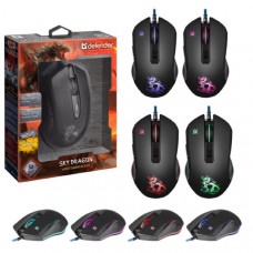 Мышь проводная игровая Defender Sky Dragon GM-090L, USB,проводная, 6 кнопок, длина кабеля 1,5 м. Редактор макросов. Эмуляция клавиш клавиатуры. 4 режима разрешения мыши. Широкое прорезиненное колесо прокрутки шириной 8 мм с подсветкой. Высокопрочный долго