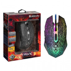 Мышь проводная игровая Defender Shock GM-110L, USB, 6 кнопок, длина кабеля 1,5 м. Редактор макросов. Эмуляция клавиш клавиатуры. 4 режима разрешения мыши. Широкое прорезиненное колесо. Высокопрочный долговечный кабель. Позолоченный USB-коннектор. 2 дополн