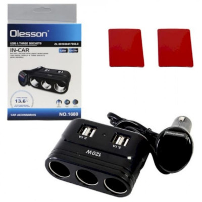Разветвитель прикуривателя Olesson WF-1680 (3 выхода+4USB)