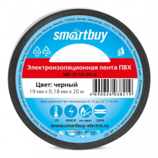 Изолента Smartbuy 0.18x19мм 20м черная (SBE-IT-19-20-b)/кратно 10шт