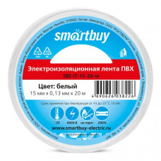 Изолента Smartbuy 0.13x15мм 20м белая (SBE-IT-15-20-w)/кратно 10шт